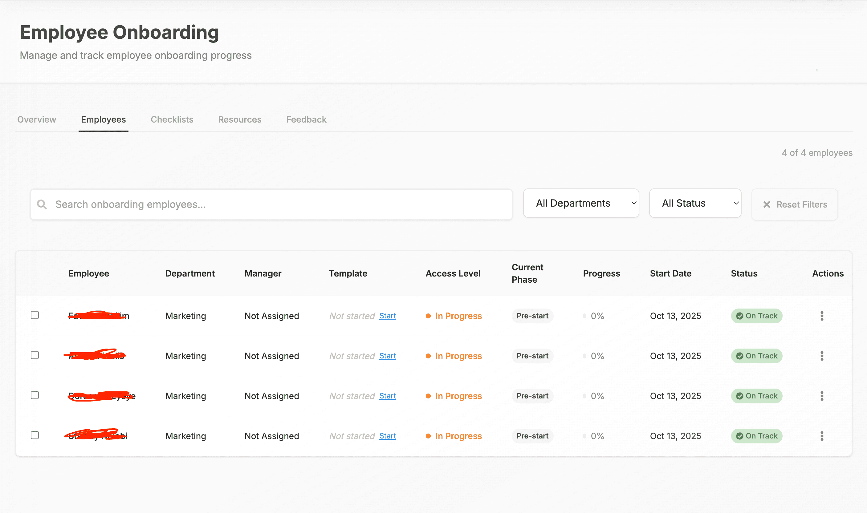 Onboarding workspace screenshot