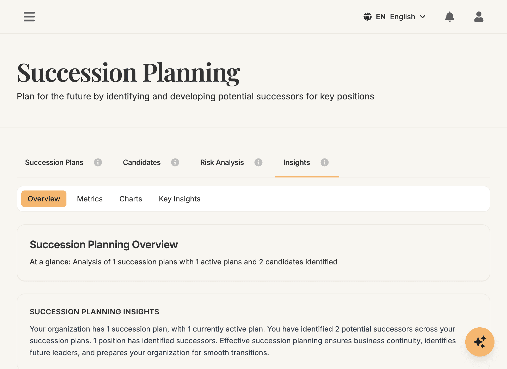 Succession planning dashboard screenshot
