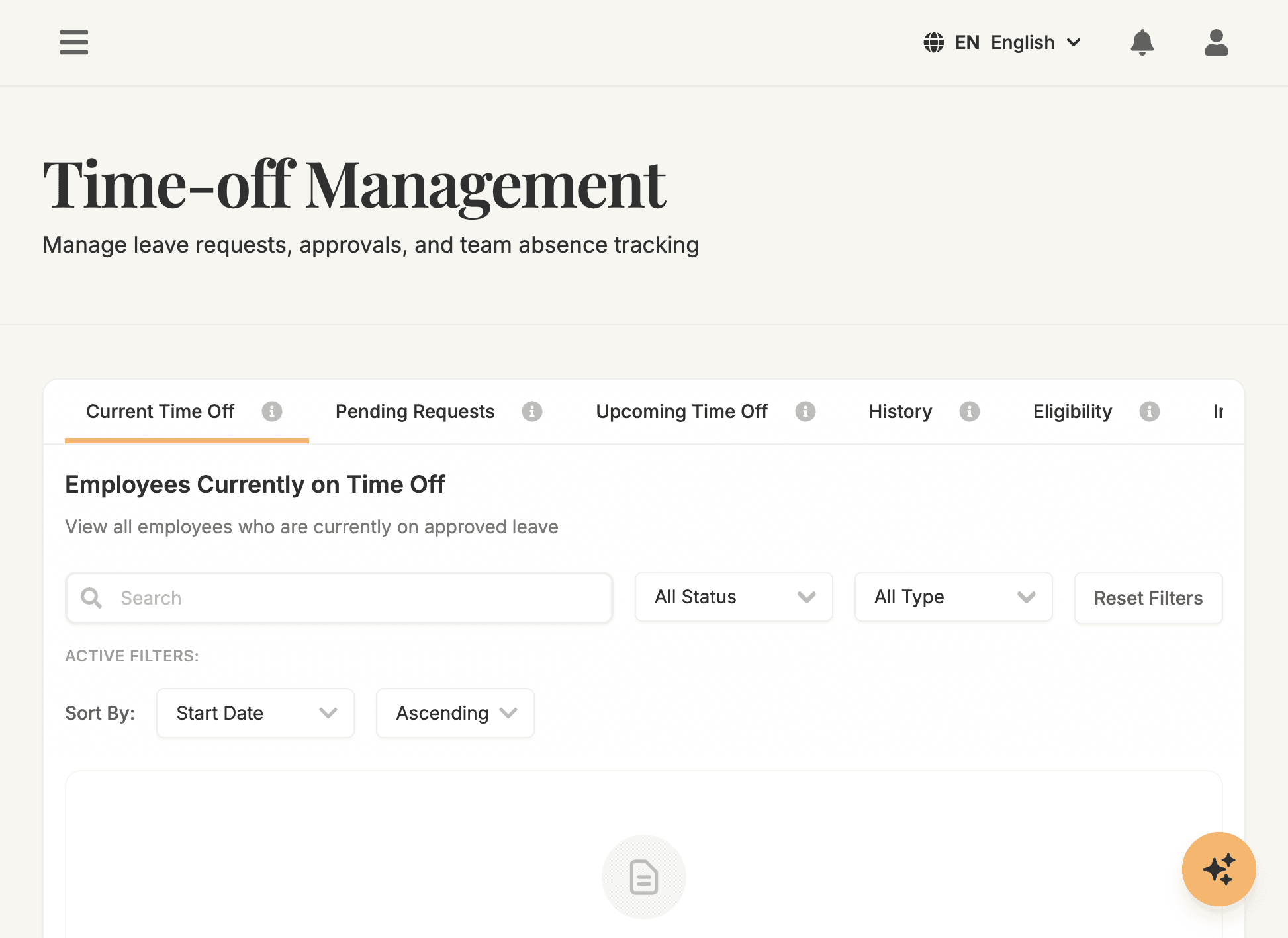 Time-off management screenshot